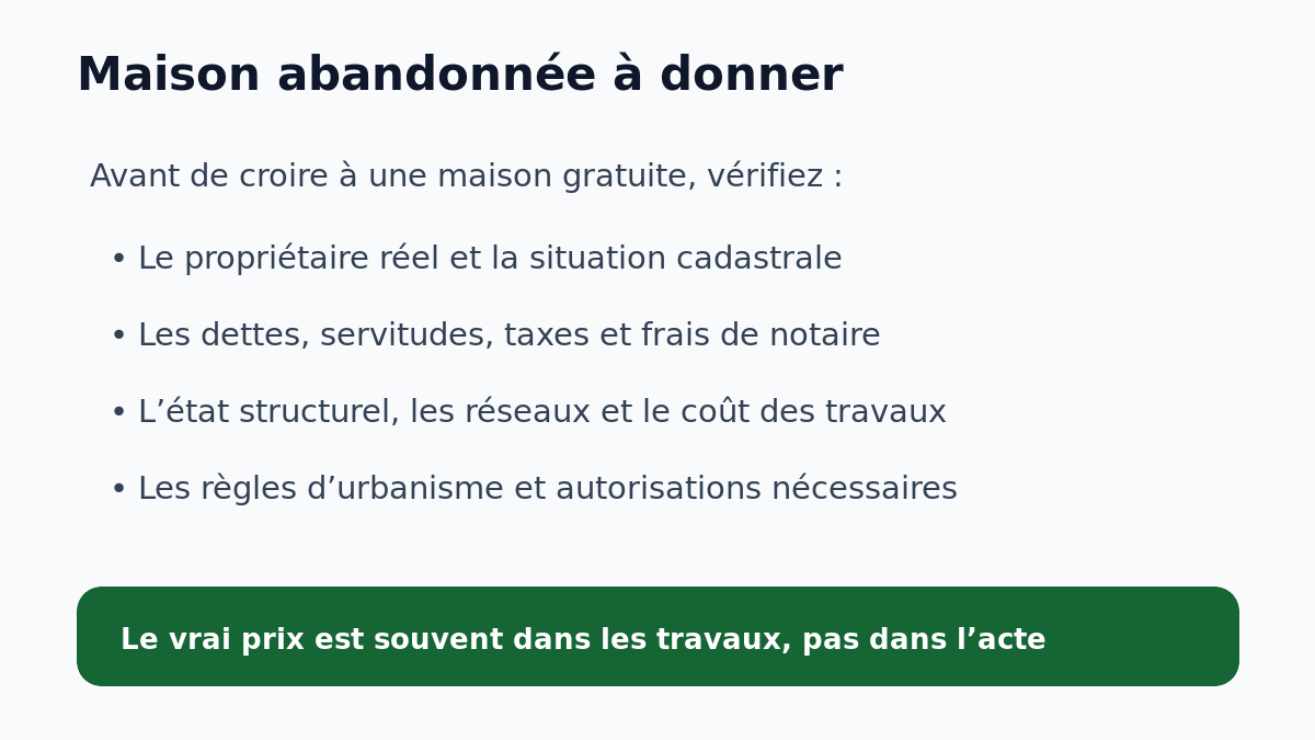 Checklist pour vérifier une maison abandonnée à donner