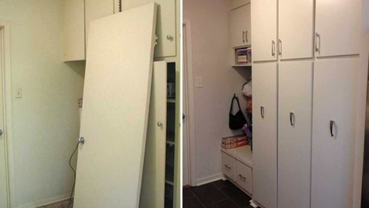 Meuble à chaussures compact dans une entrée de maison