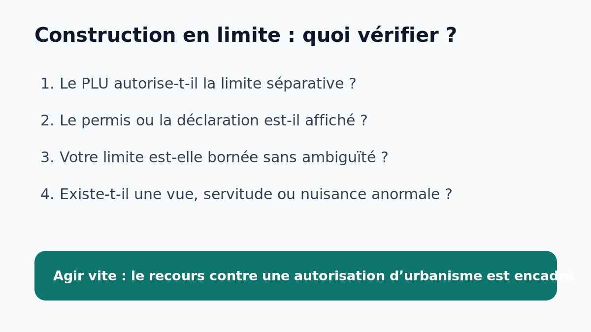 Checklist pour vérifier une construction en limite de propriété