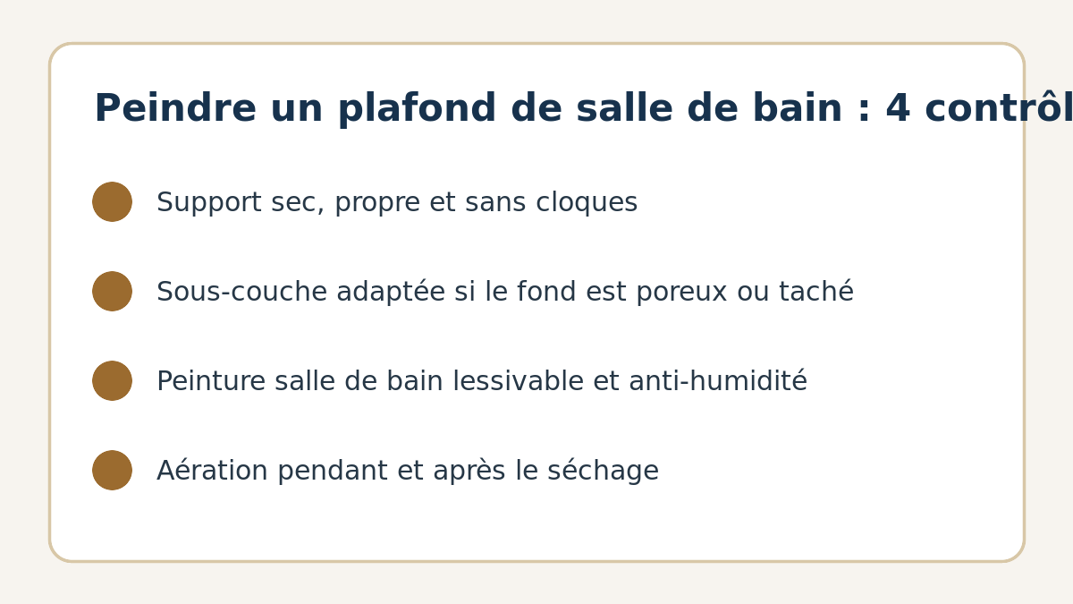 Checklist pour préparer un plafond de salle de bain avant peinture
